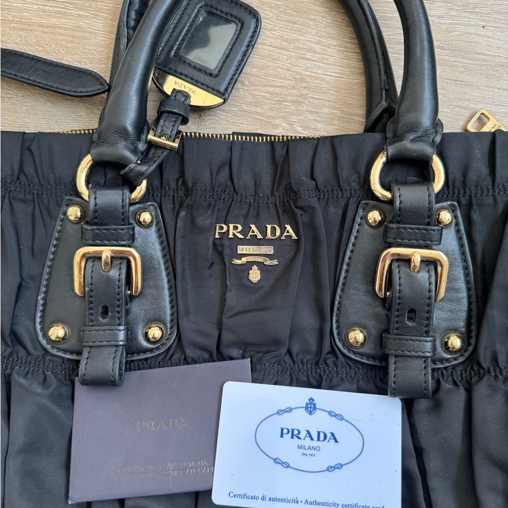 Prada Black Gathered Shoulder Bag - Picture 8 of 10